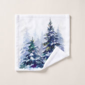 Waterverf winter kerstboom moderne tijd bad handdoek (Wasdoekje)