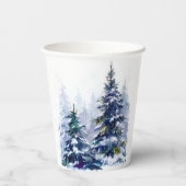 Waterverf winter kerstboom moderne tijd papieren bekers (Achterkant)