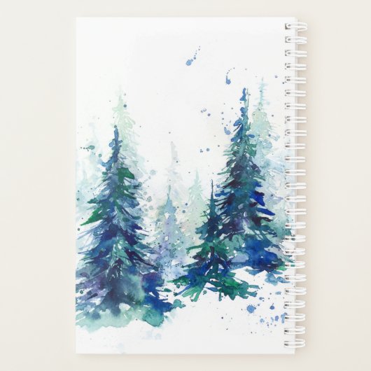 Waterverf winter kerstboom moderne tijd planner (Achterkant)