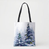 Waterverf winter kerstboom moderne tijd tote bag (Voorkant)