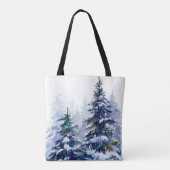 Waterverf winter kerstboom moderne tijd tote bag (Achterkant)