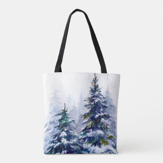 Waterverf winter kerstboom moderne tijd tote bag (Achterkant)