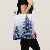 Waterverf winter kerstboom moderne tijd tote bag (Dichtbij)