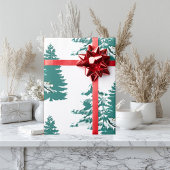Waterverf Winter Kerstbos Trees Cadeaupapier