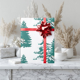 Waterverf Winter Kerstbos Trees Cadeaupapier