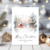 Waterverf Winter Kerstlandschap Corporate Feestdagenkaart