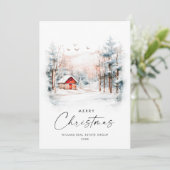 Waterverf Winter Kerstlandschap Corporate Feestdagenkaart (Staand voorkant)