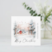 Waterverf Winter Kerstlandschap Corporate Feestdagenkaart (Staand voorkant)