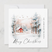 Waterverf Winter Kerstlandschap Corporate Feestdagenkaart (Voorkant)