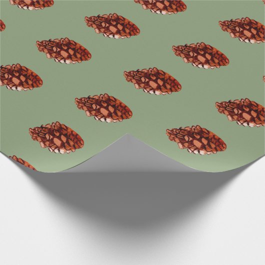 Waterverf Winter Kerstmis Bos Kegels Groen Cadeaupapier (Hoek)