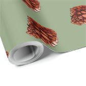 Waterverf Winter Kerstmis Bos Kegels Groen Cadeaupapier (Rol Hoek)