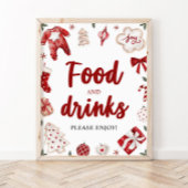 Waterverf Winter Kerstmis Eten en Drinken Sign Poster