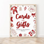 Waterverf Winter Kerstmis Kaart en Geschenken teke Poster