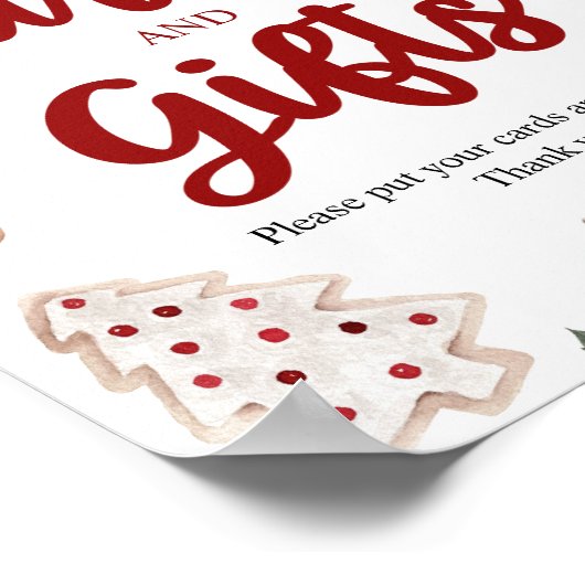 Waterverf Winter Kerstmis Kaart en Geschenken teke Poster (Hoek)