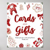 Waterverf Winter Kerstmis Kaart en Geschenken teke Poster (Voorkant)