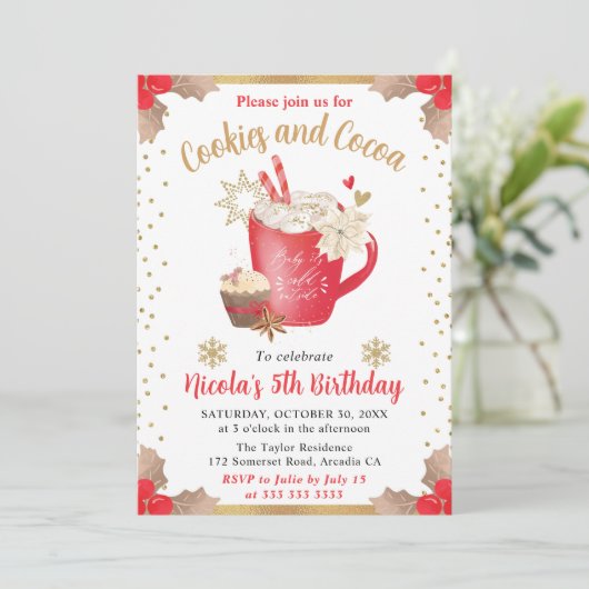 Waterverf Winter Koekjes en Chocolade Verjaardag Kaart (Staand voorkant)