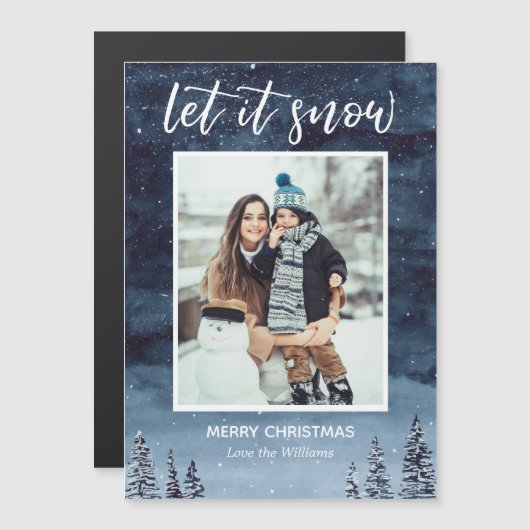 Waterverf Winter Laat het sneeuwen Foto Kerstmis K (Voorkant / Achterkant)