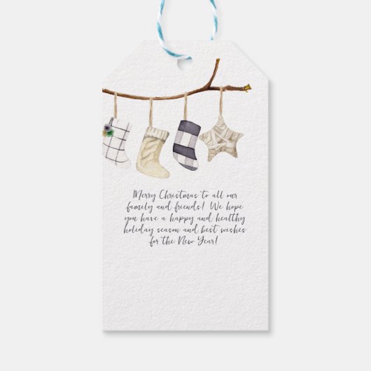 Waterverf Winter Lady Gnome Vrolijk kerstfeest Cadeaulabel (Achterkant)