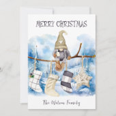 Waterverf Winter Lady Gnome Vrolijk kerstfeest Feestdagenkaart (Voorkant)