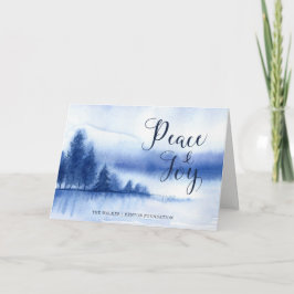 Waterverf Winter Lake Corporate Peace Joy Feestdagen Kaart