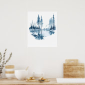 Waterverf Winter Lake Landscape Poster (Keuken)