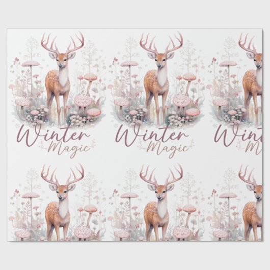 Waterverf Winter Magische Herten Cadeaupapier (Vlak)
