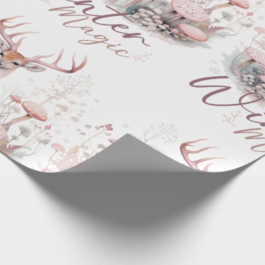 Waterverf Winter Magische Herten Cadeaupapier (Hoek)