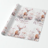 Waterverf Winter Magische Herten Cadeaupapier (Uitgerold)