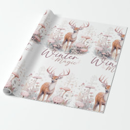 Waterverf Winter Magische Herten Cadeaupapier