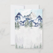 Waterverf Winter Mountain Forest Wedding RSVP Kaart (Achterkant)