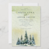 Waterverf Winter Mountain Trees bruiloft Kaart (Voorkant)