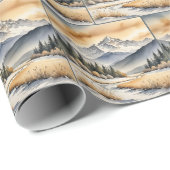 Waterverf Winter Mountain Valley Cadeaupapier (Rol Hoek)