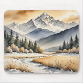 Waterverf Winter Mountain Valley Muismat (Voorkant)