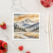 Waterverf Winter Mountain Valley Servet (Insitu)