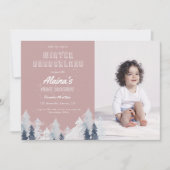 Waterverf Winter Onederland Birthday Party Kaart (Voorkant)