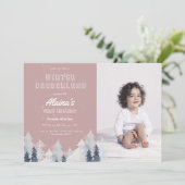 Waterverf Winter Onederland Birthday Party Kaart (Staand voorkant)