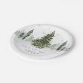 Waterverf Winter Paars Baby shower Papieren Bordje (Gekanteld)