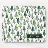 Waterverf Winter Pine Forest Personalized Muismat (Voorkant)