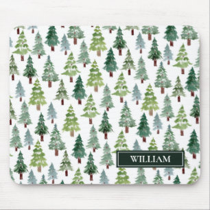 Waterverf Winter Pine Forest Personalized Muismat