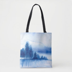 Waterverf Winter Pine Trees Tote Bag