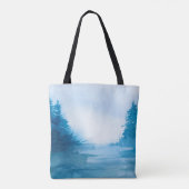 Waterverf Winter Pine Trees Tote Bag (Achterkant)