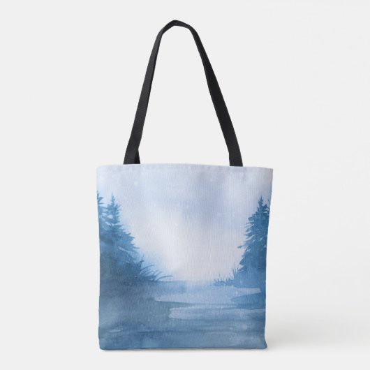 Waterverf Winter Pine Trees Tote Bag (Achterkant)