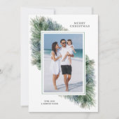 Waterverf Winter Pines Kerstfoto Feestdagenkaart (Voorkant)
