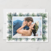 Waterverf Winter Pines Kerstfotokaarten Feestdagenkaart (Voorkant)