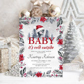 Waterverf Winter Pinguin Baby shower Uitnodiging