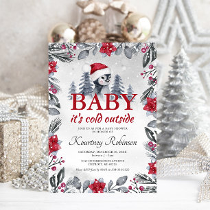 Waterverf Winter Pinguin Baby shower Uitnodiging