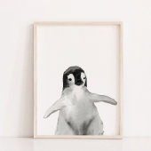 Waterverf Winter Pinguïn Jongens Meisjes Kwekerij  Poster