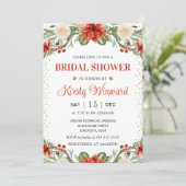 Waterverf Winter Poinsettia Bloemen Vrijgezellenfe Kaart (Staand voorkant)