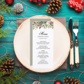 Waterverf Winter Poinsettia & Green Pine Tree Menu