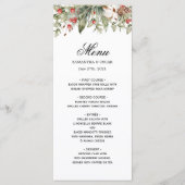 Waterverf Winter Poinsettia & Green Pine Tree Menu (Voorkant)